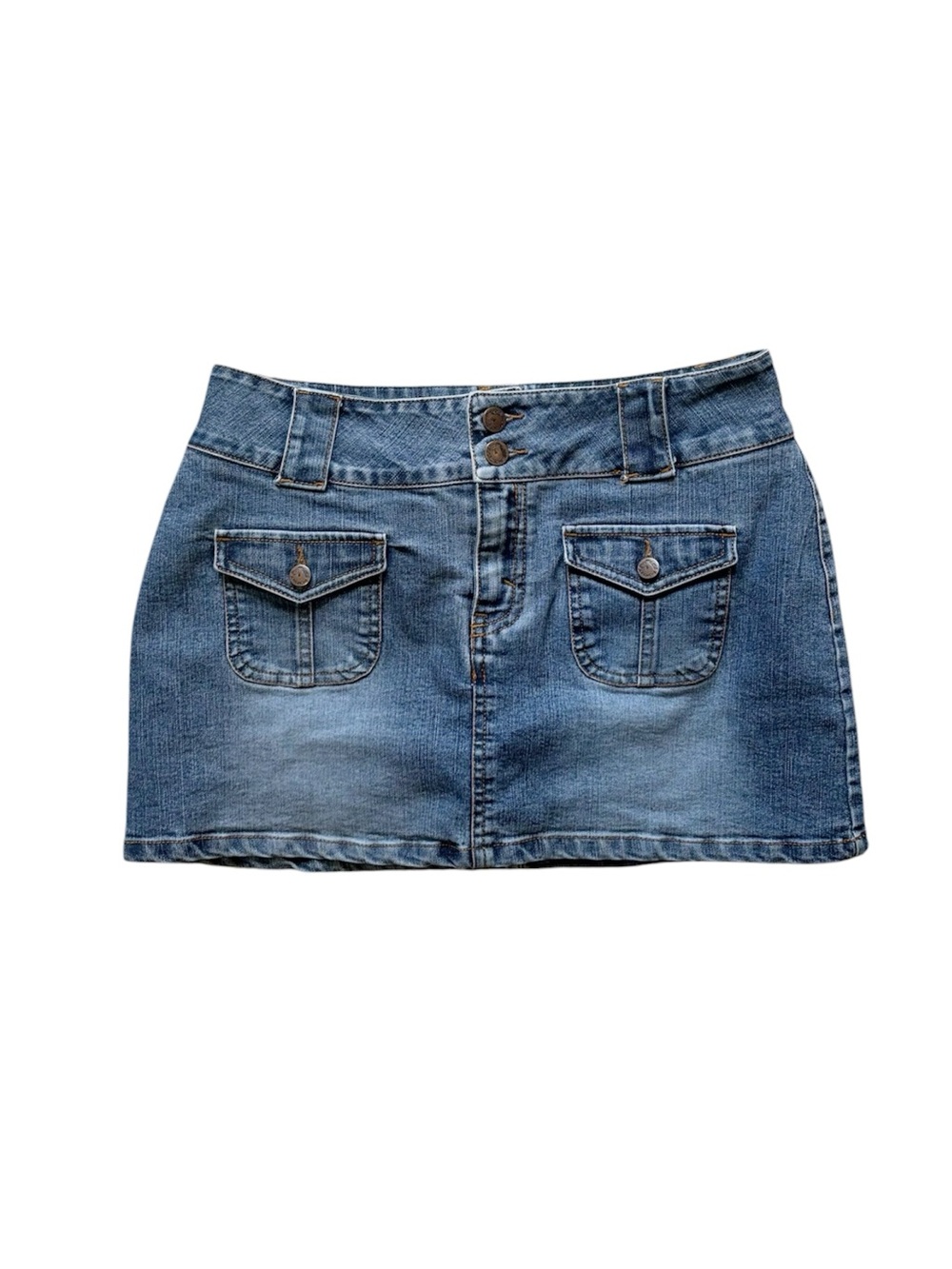 Vintage Y2K Low Rise Denim Mini Skort 6